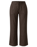 Dark brown wide-leg linen pants for women by Saltdoll, front view